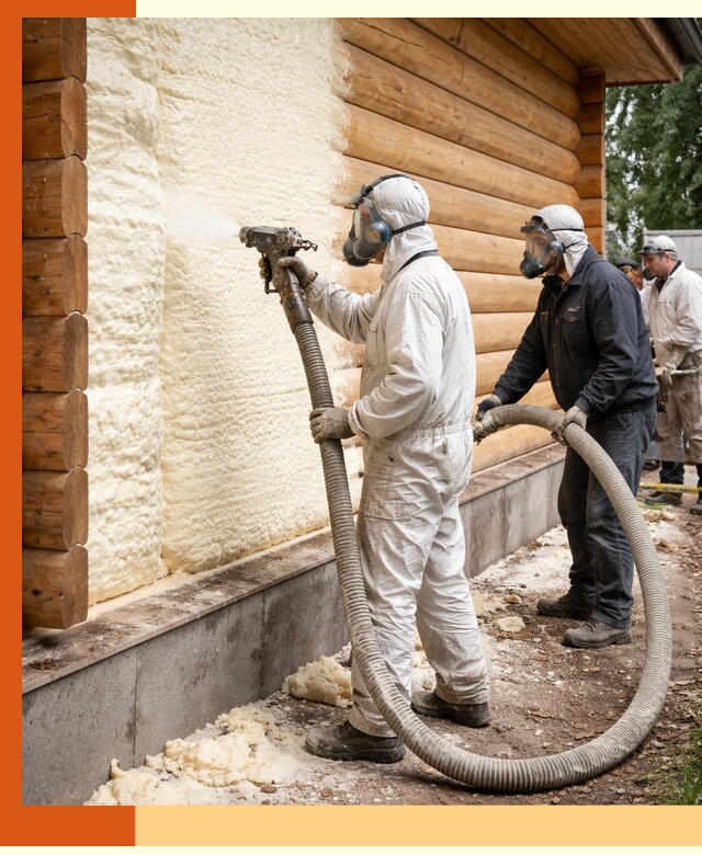 Утепление дома из бруса пенополиуретаном в Кузнецке