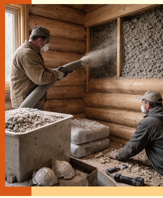 Утепление дома из бруса эковатой в Кузнецке