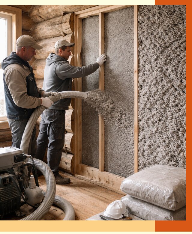 Утепление бревенчатого дома эковатой в Кузнецке от 2867 руб. | ТепломастерКнц