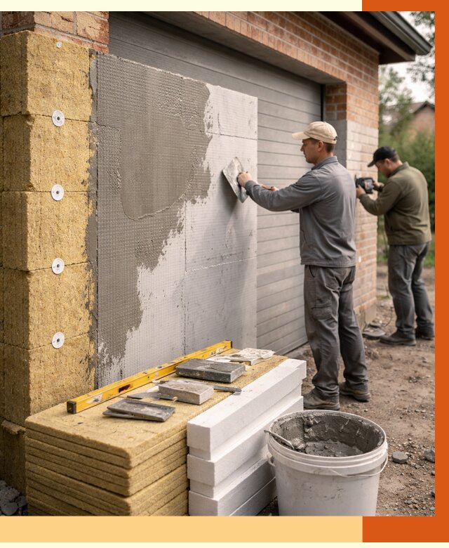 Утепление гаража снаружи в Кузнецке от 4378 руб. за м2 — наружное утепление под ключ | ТепломастерКнц