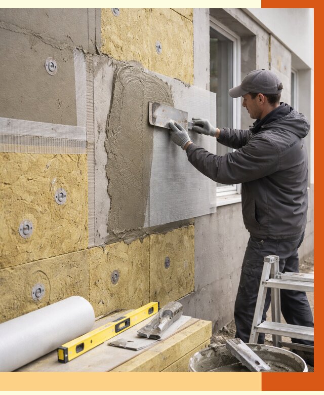 Утепление фасада под штукатурку в Кузнецке от 4378 руб/м2 — монтаж пенопластом и минватой | ТепломастерКнц