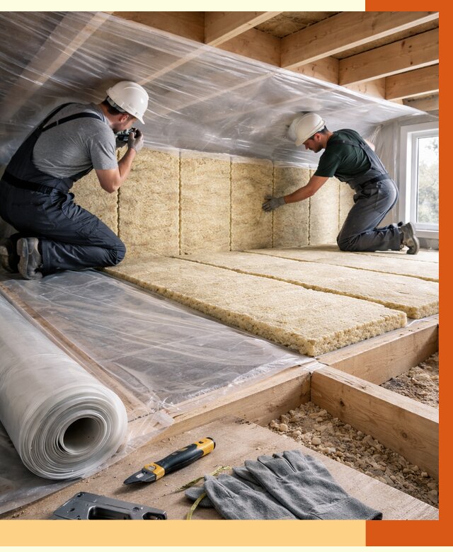 Утепление перекрытий в Кузнецке от 2971 руб/м2 — утепление межэтажных и чердачных | ТепломастерКнц