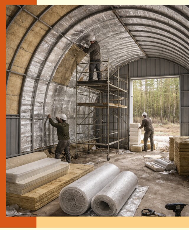 Утепление арочного ангара под ключ в Кузнецке