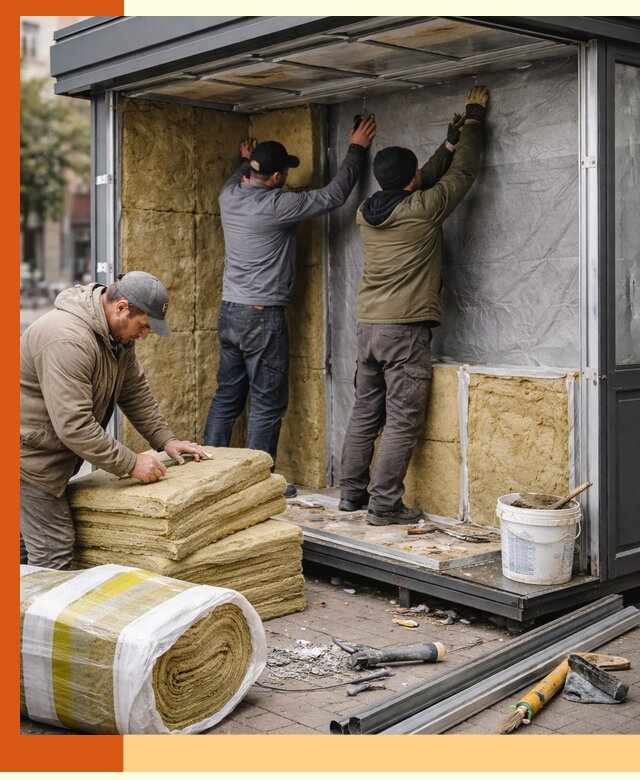 Утепление павильона шаурмы под ключ в Кузнецке