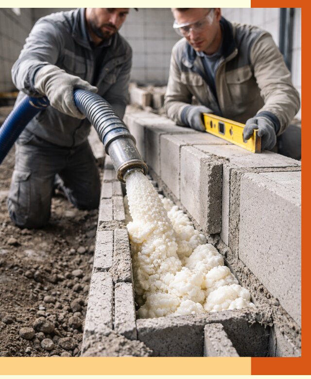 Заполнение колодцевой кладки ППУ в Кузнецке от 4378 руб. за м2 | ТепломастерКнц