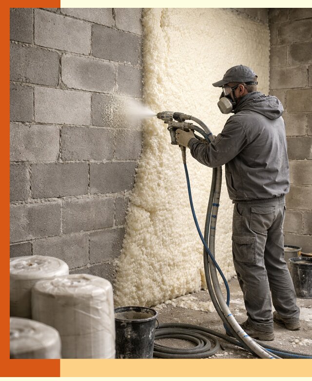 Утепление блочной стены ППУ в Кузнецке качественно и надёжно