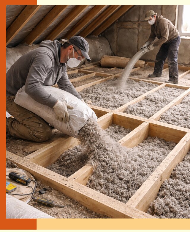 Заполнение полостей чердачного перекрытия в Кузнецке качественно и надёжно