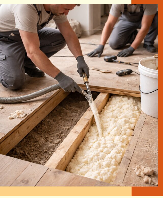 Заполнение пустот пола в Кузнецке от 2814 руб. — утепление пустот пола под ключ | ТепломастерКнц