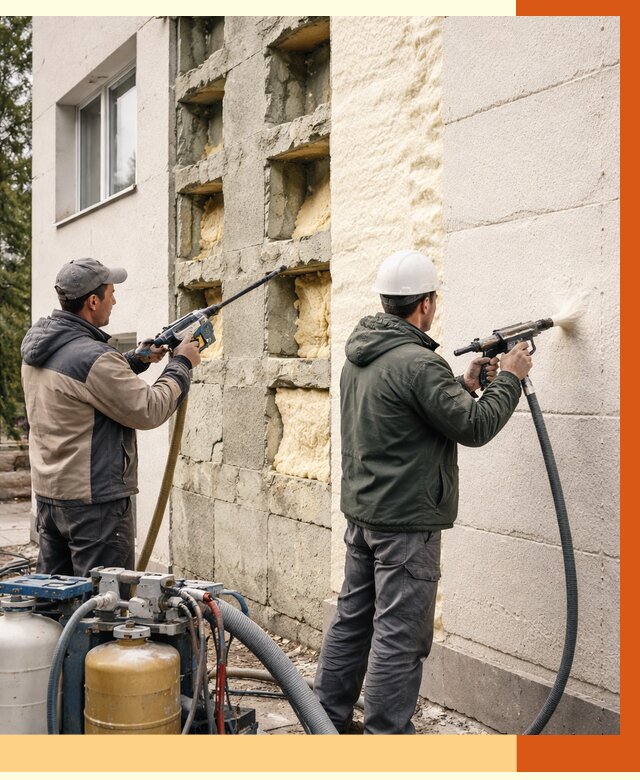 Заполнение пустот фасада в Кузнецке от 4691 руб. — утепление пустот облицовки | ТепломастерКнц