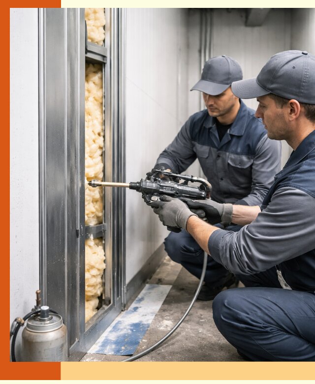 Заполнение пустот холодильных панелей в Кузнецке специализированной пеной