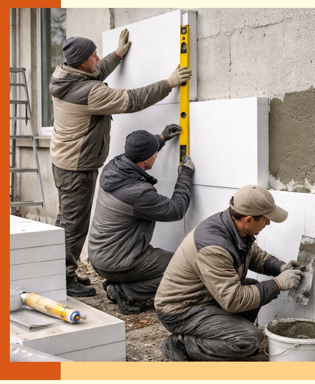 Утепление пенопластом наружных стен и фасадов в Кузнецке