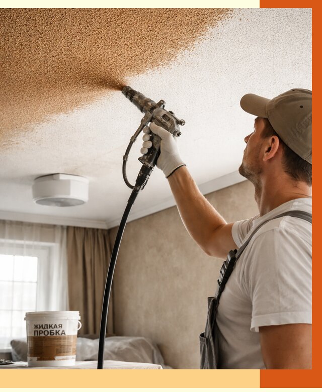 Утепление потолка жидкой пробкой в Кузнецке от 3648 руб. | ТепломастерКнц