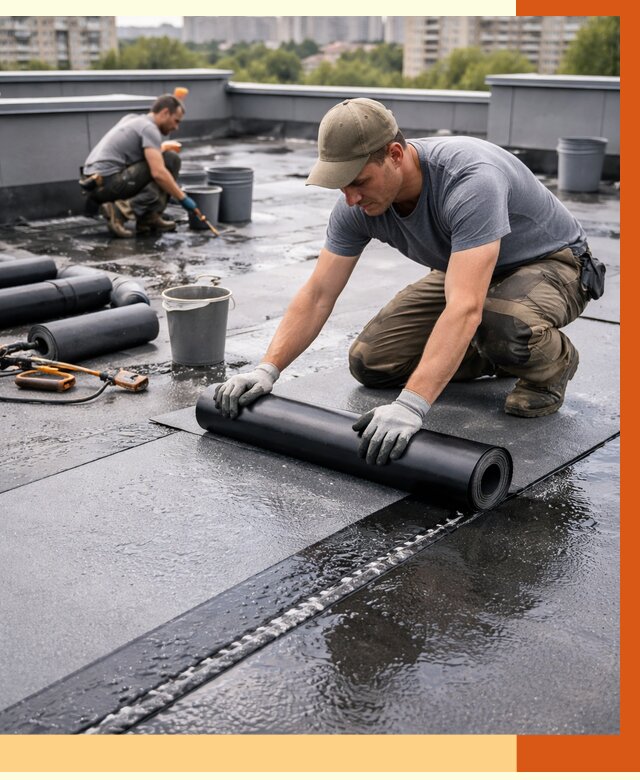 Гидроизоляция плоской кровли в Кузнецке от 4691 руб./м2 — профессионально | ТепломастерКнц