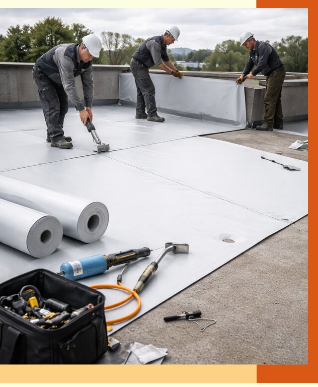 Гидроизоляция мембранной кровли в Кузнецке от 7818 руб./м² — профессионально | ТепломастерКнц