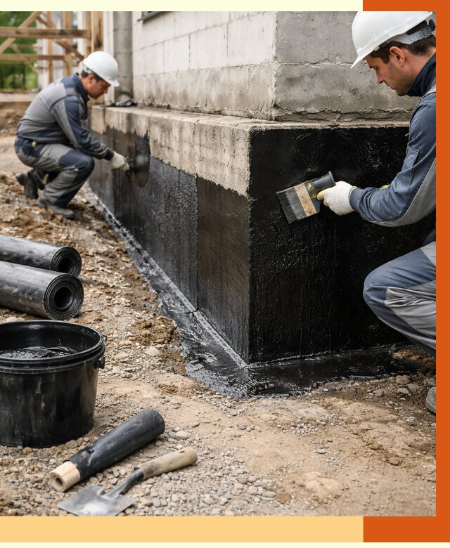 Гидроизоляция фундамента в Кузнецке от 1303 руб. — профессионально, под ключ | ТепломастерКнц