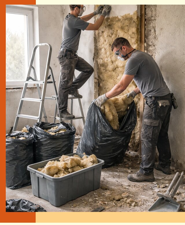 Демонтаж старого утеплителя и вывоз отходов в Кузнецке