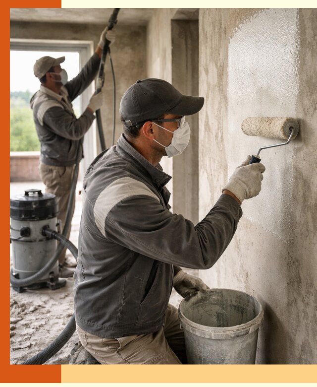 Подготовка поверхности под напыление утеплителя в Кузнецке