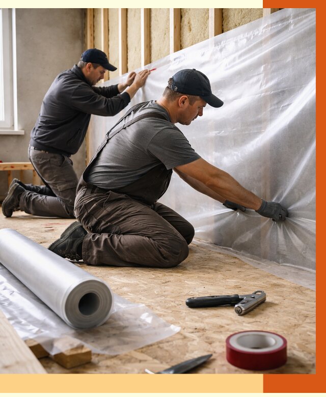 Монтаж пароизоляции в Кузнецке от 2606 руб. — установка и укладка под ключ | ТепломастерКнц