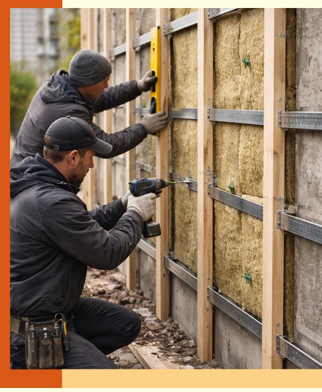 Монтаж обрешетки под утепление зданий и квартир в Кузнецке